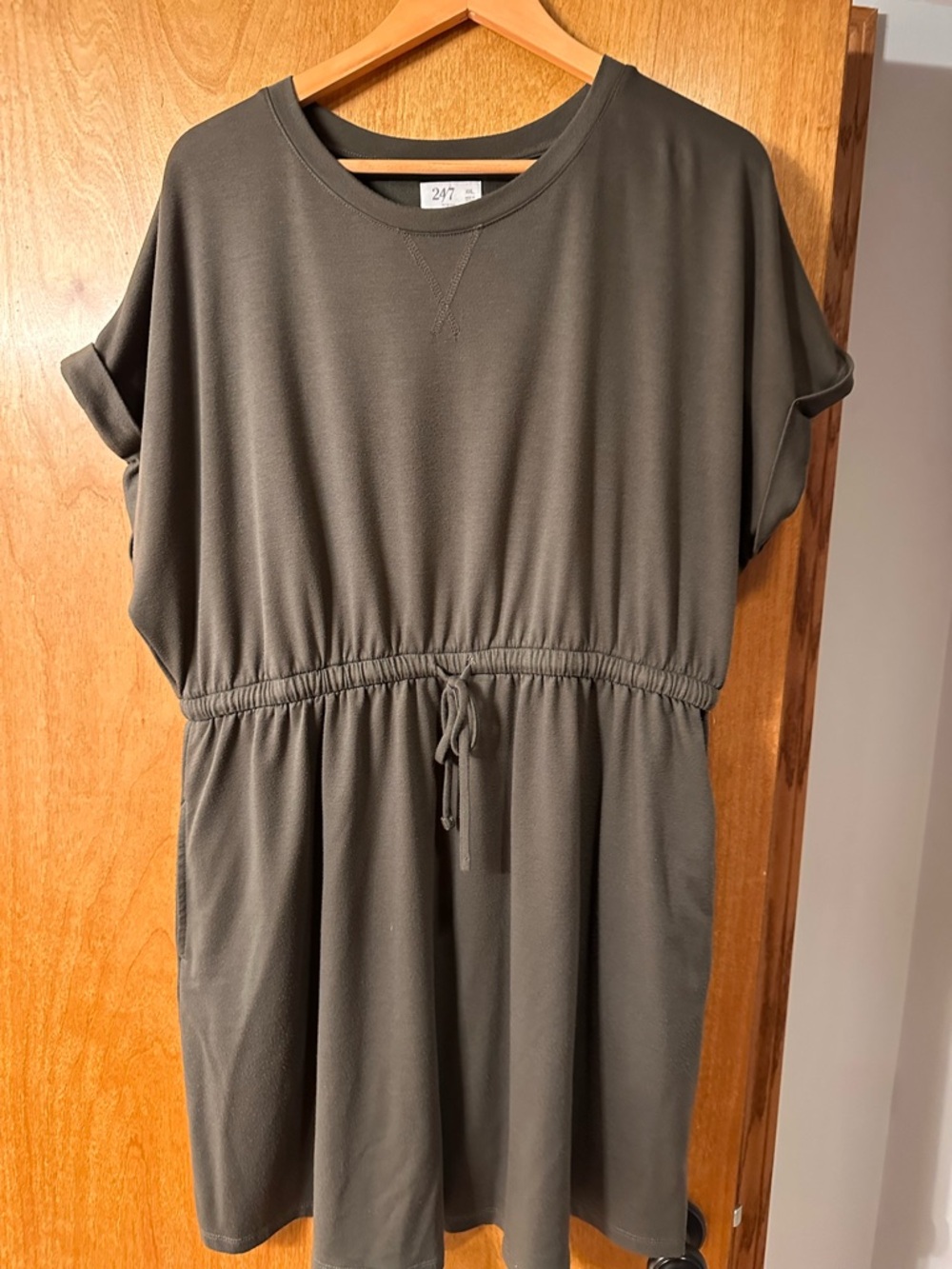 Maurice’s Casual Drawstring Waist Dress in Olive